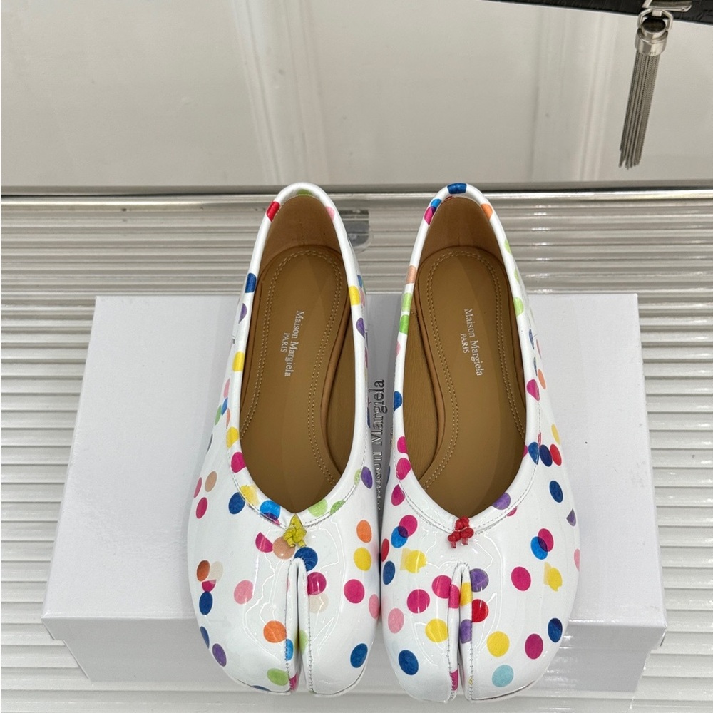 Maison Martin Margiela Kids White Polka Dot Tabi Ballet Flats
